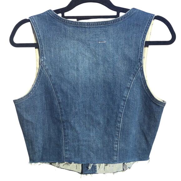 Pilcro cropped denim vest women 10 jean babydoll western boho yellowstone button - Picture 4 of 9